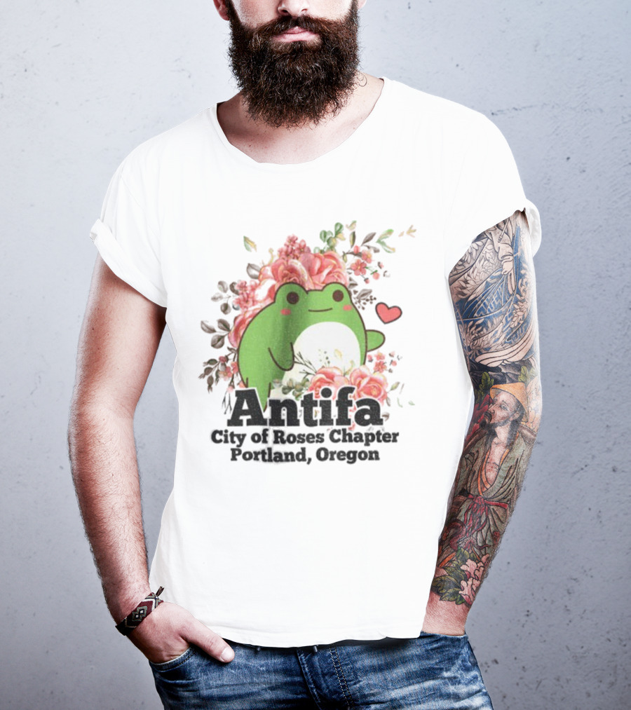Antifa City Of Roses Chapter Portland Oregon Frog Protest Symbol T-Shirt