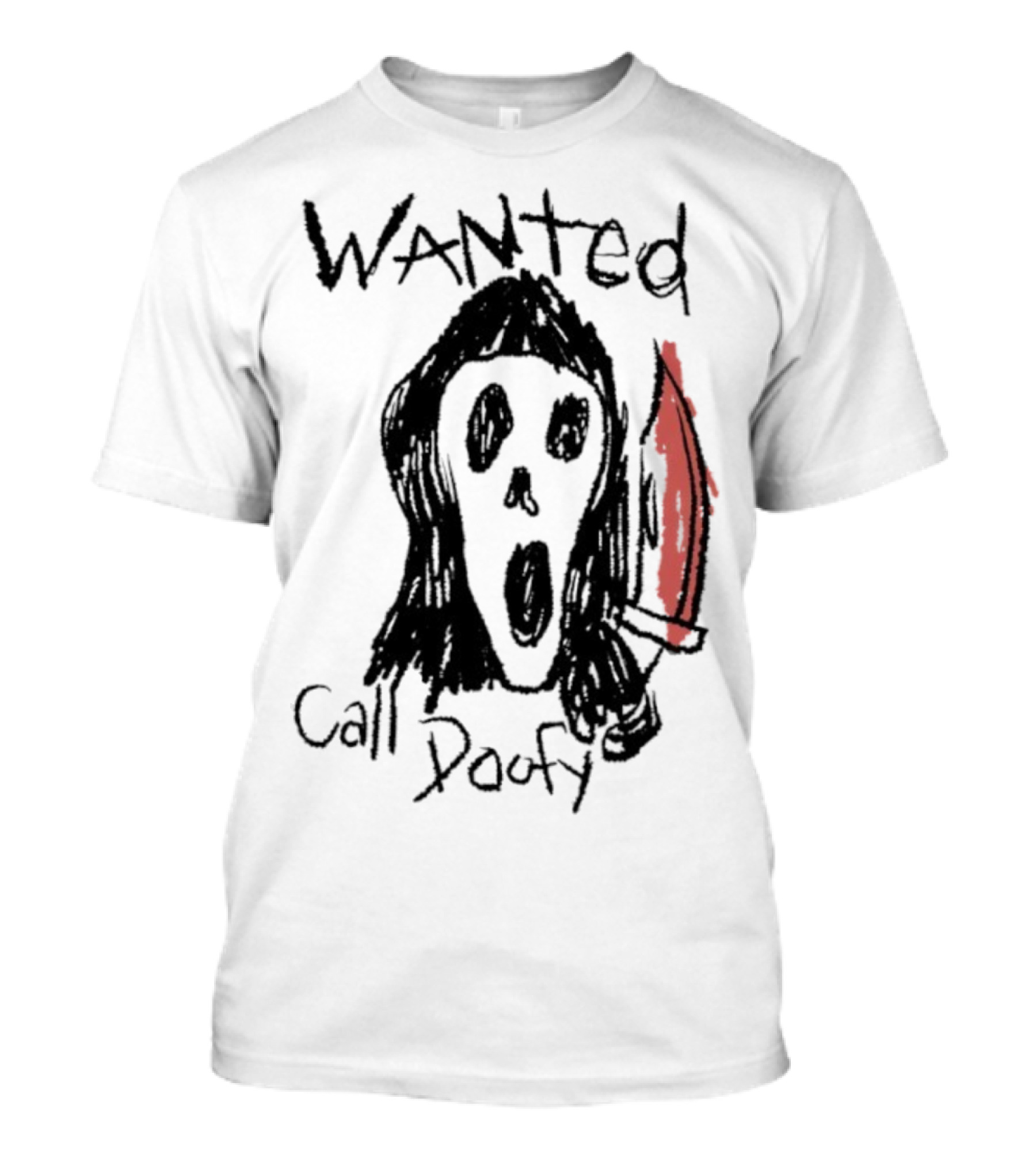 Wanted Call Doofy Scary Mask Knife T-Shirt