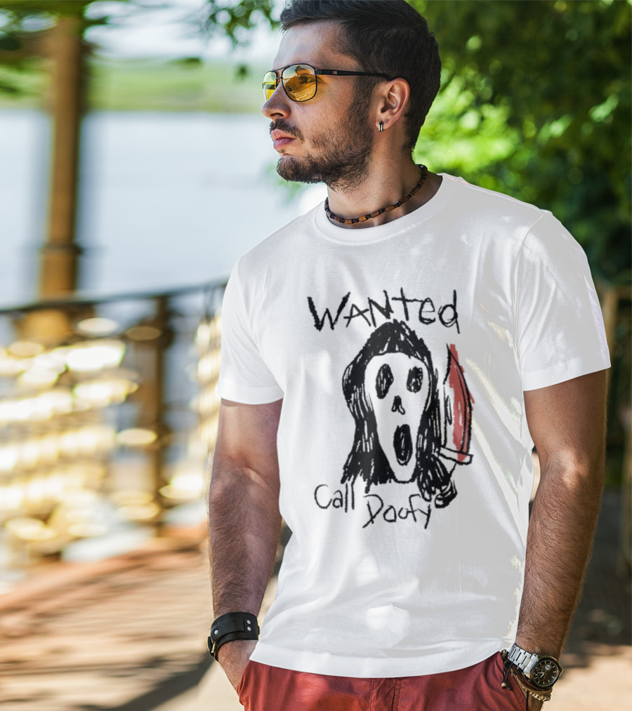 Wanted Call Doofy Scary Mask Knife T-Shirt