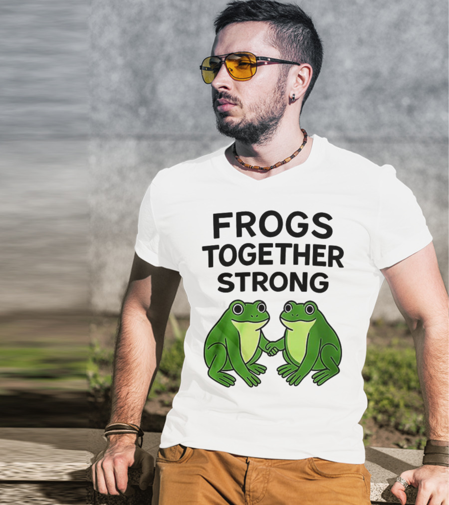 Frogs Together Strong Funny Holding Hands Unity T-Shirt