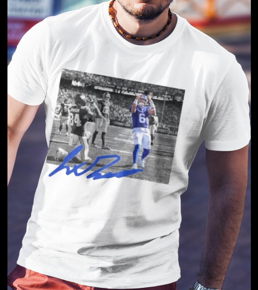 Jaxson Dart Touchdown Celebration New York Football Fan 84 Signature T-Shirt