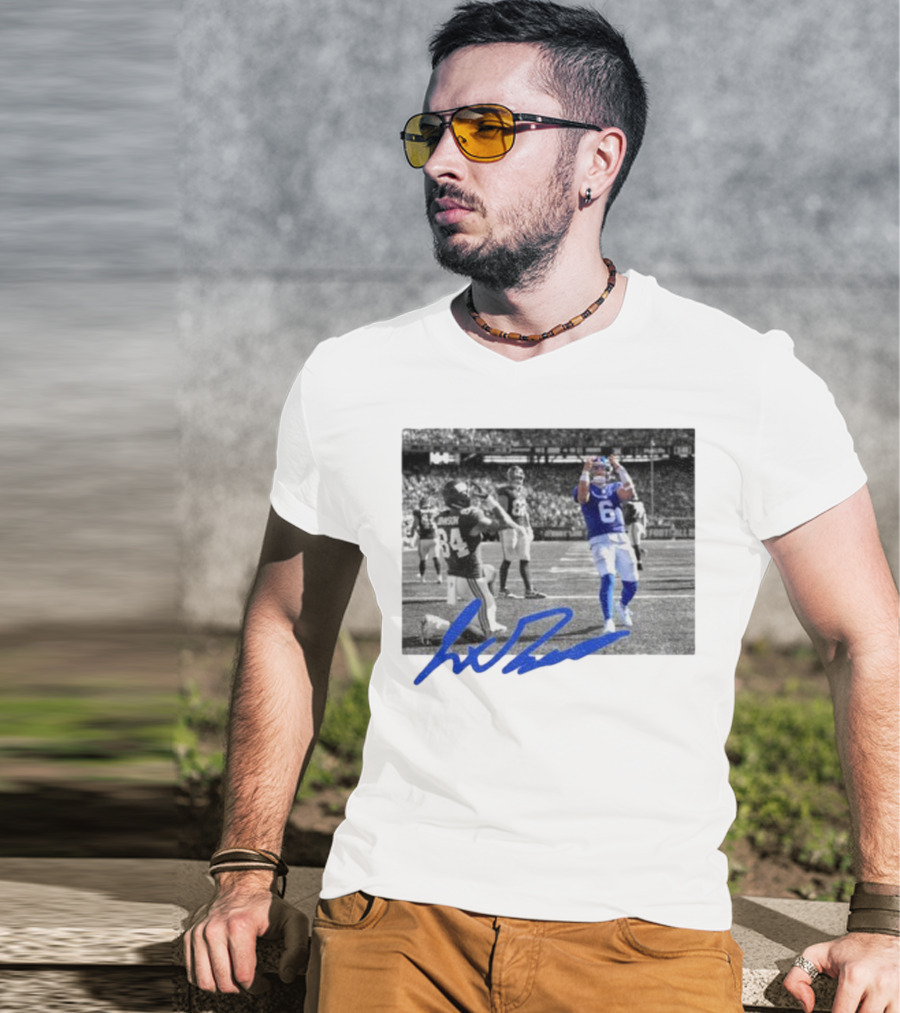 Jaxson Dart Touchdown Celebration New York Football Fan 84 Signature T-Shirt