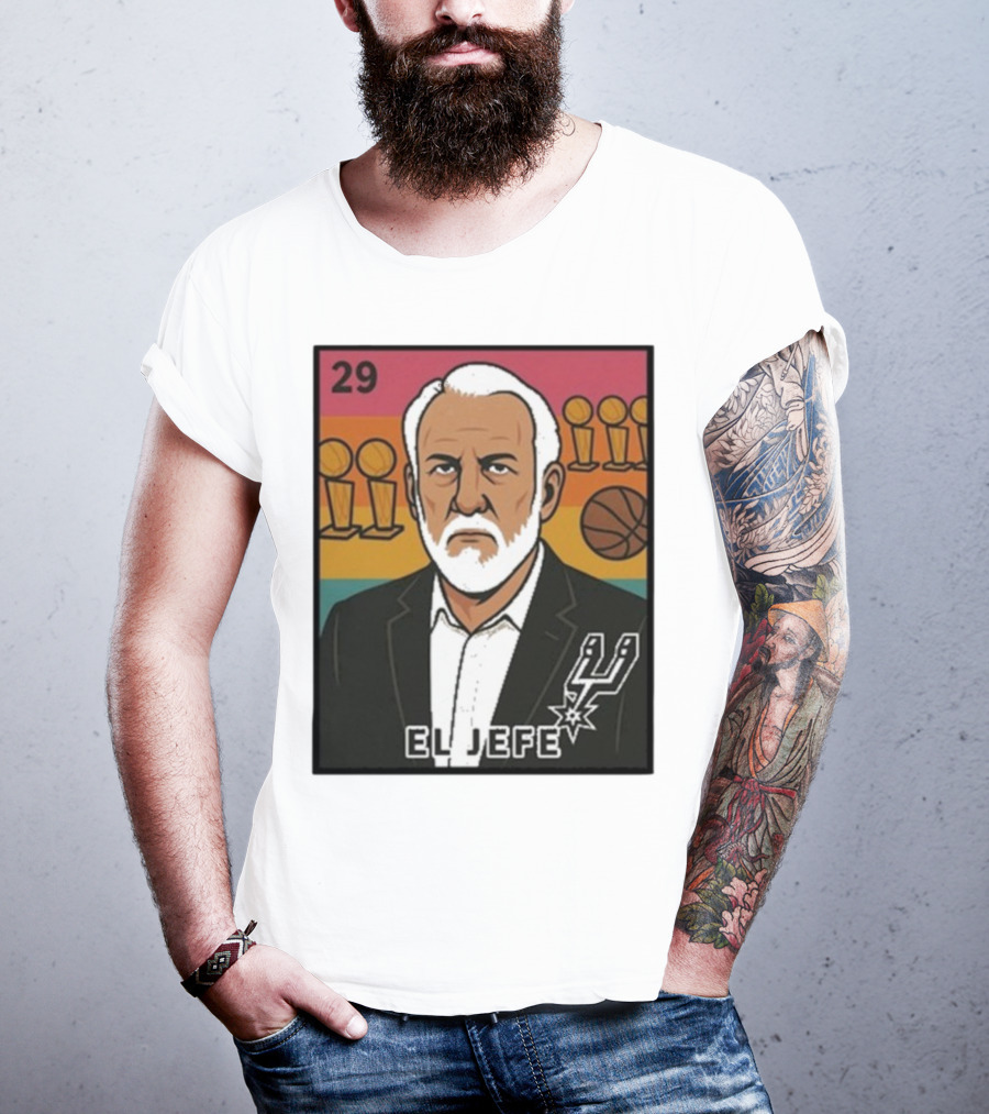 Porvida Popovich El Jefe San Antonio Spurs 29 Trophy T-Shirt