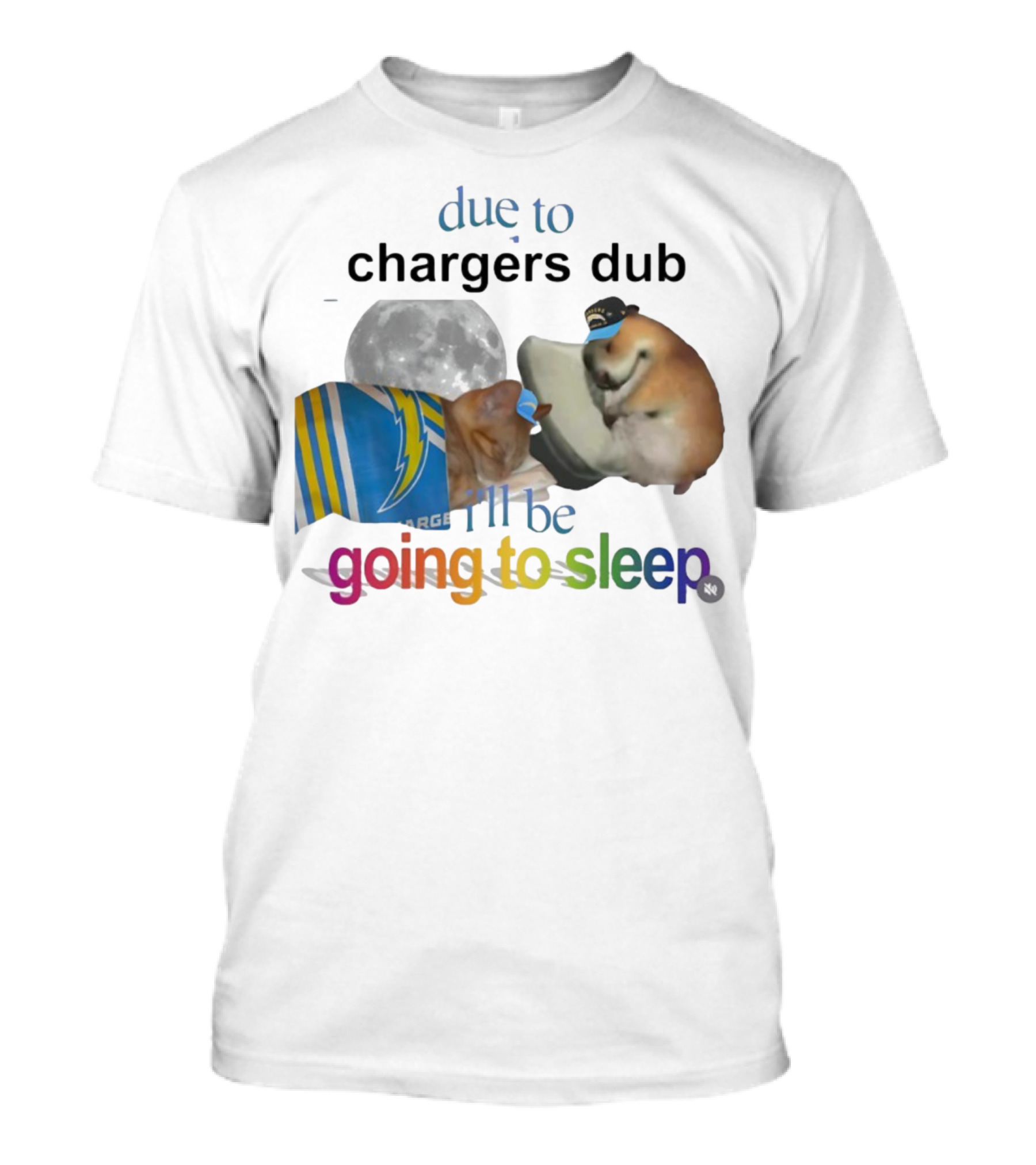 Chargers Dub Cats Sleeping Under Moon Going To Sleep T-Shirt