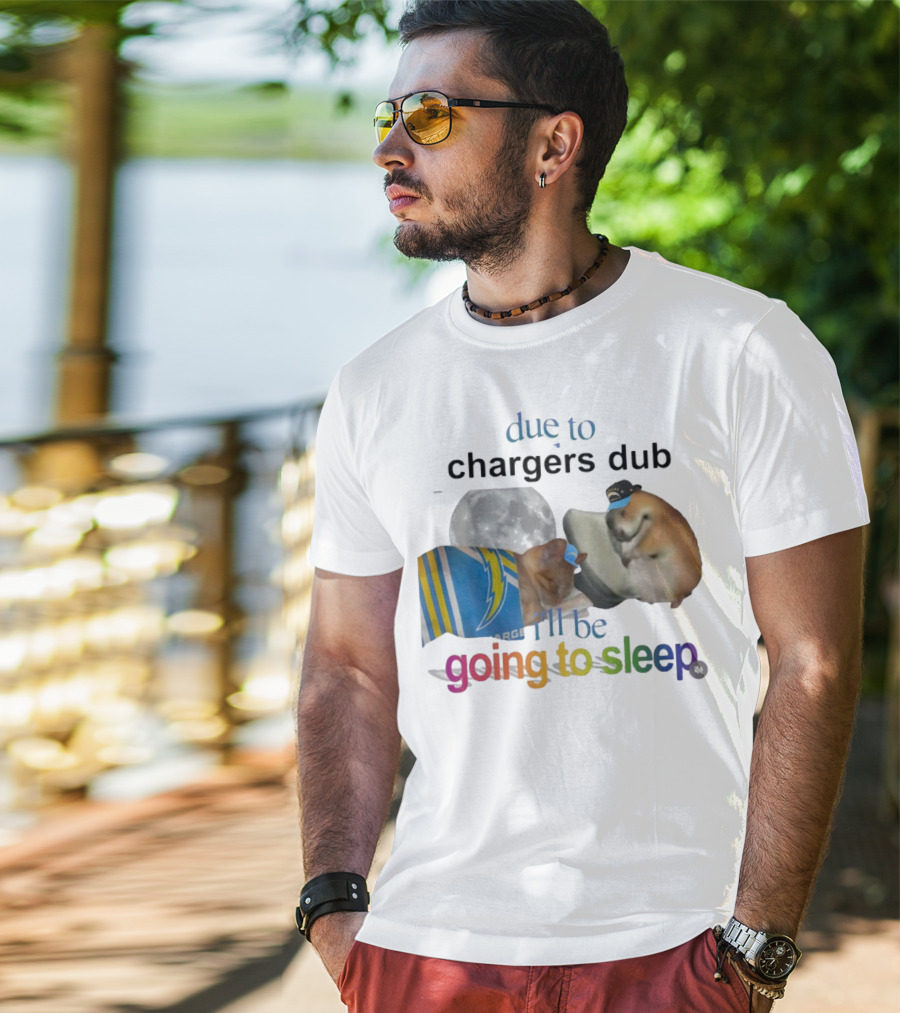 Chargers Dub Cats Sleeping Under Moon Going To Sleep T-Shirt