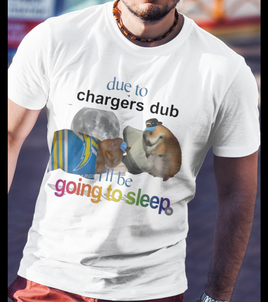 Chargers Dub Cats Sleeping Under Moon Going To Sleep T-Shirt
