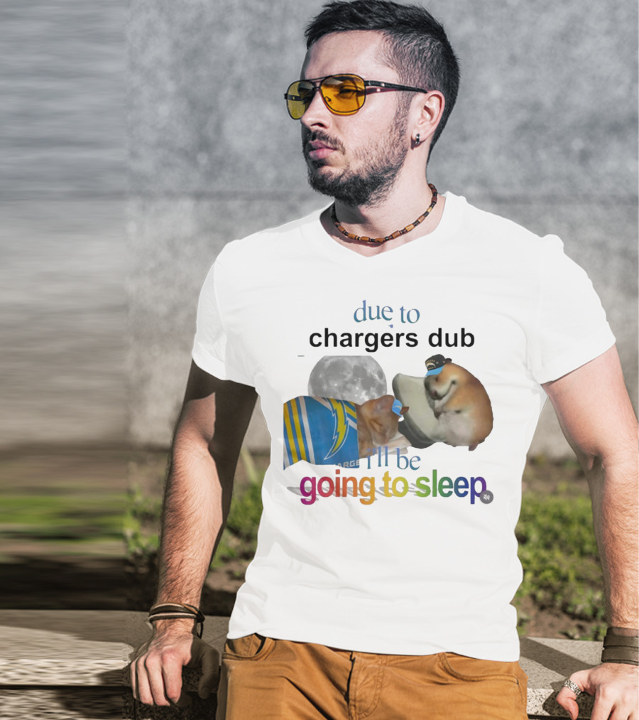 Chargers Dub Cats Sleeping Under Moon Going To Sleep T-Shirt