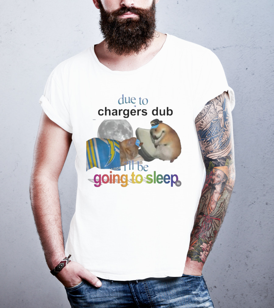 Chargers Dub Cats Sleeping Under Moon Going To Sleep T-Shirt