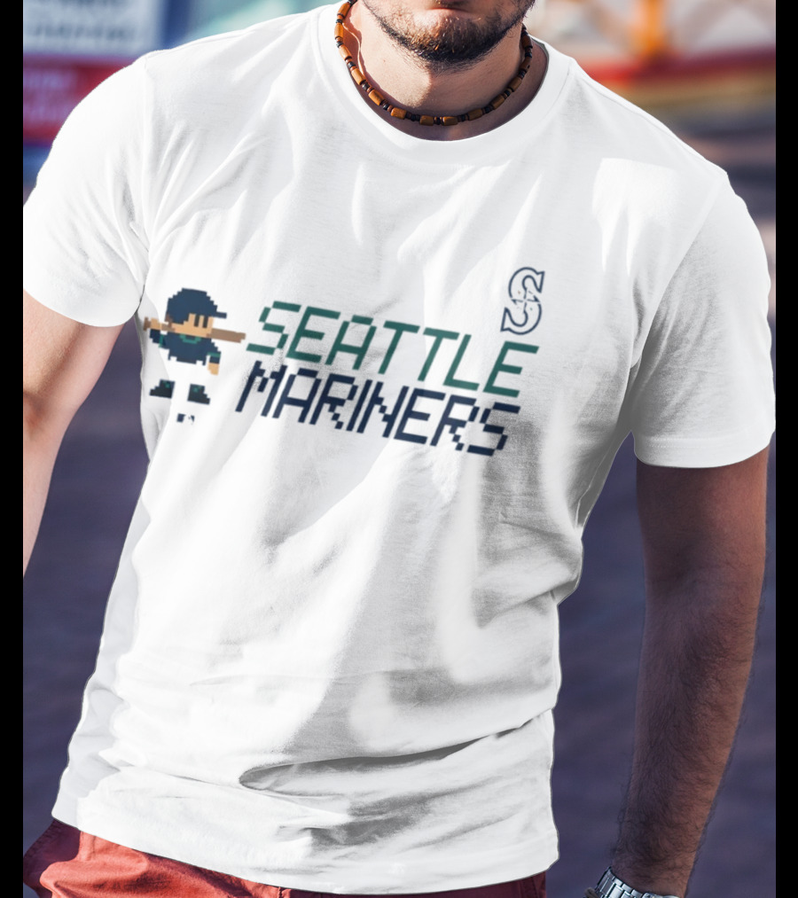 Seattle Mariners 8-Bit Baseball Pixel Art Player Retro Style T-Shirt