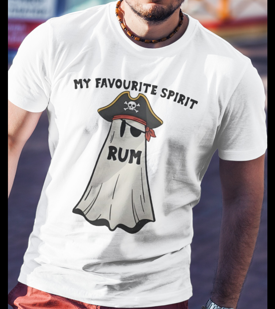 My Favourite Spirit Rum Pirate Ghost Funny Halloween Costume T-Shirt