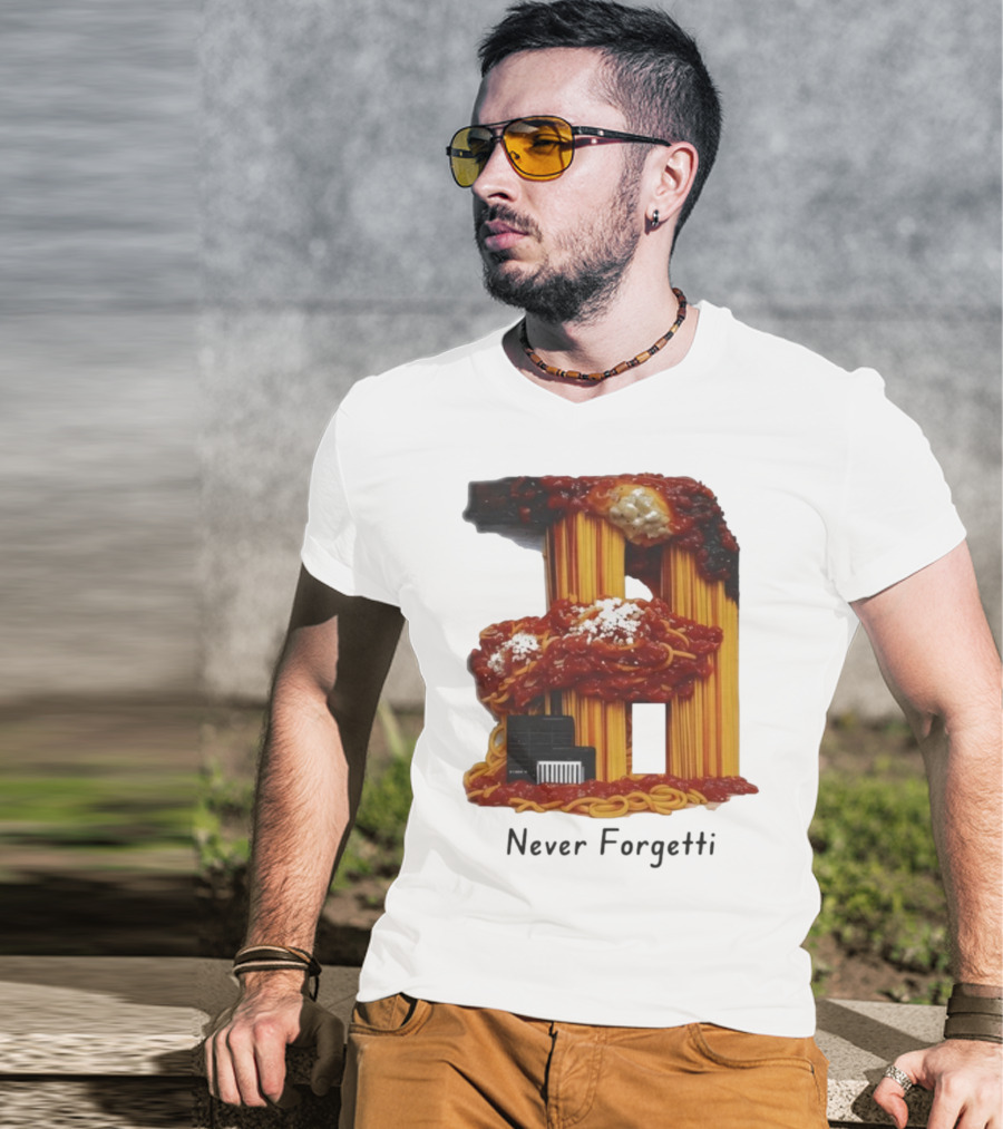 Never Forgetti Spaghetti 9/11 Memory Loss Awareness T-Shirt