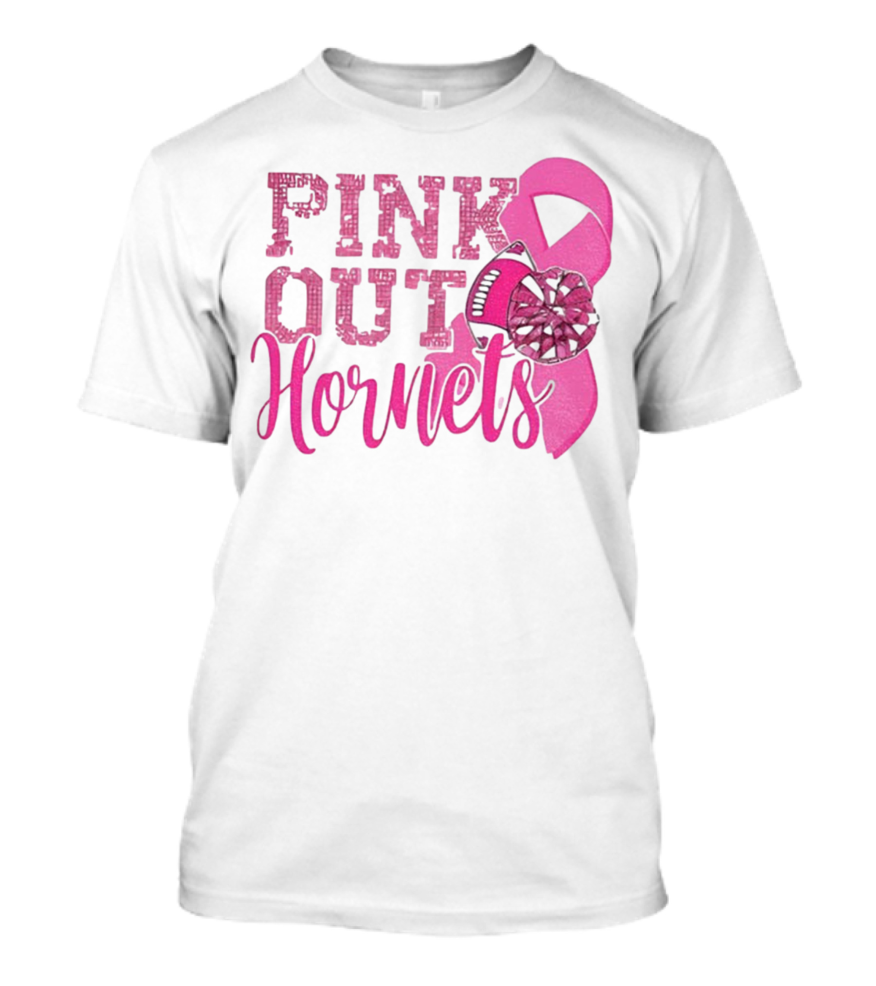 Pink Out Hornets New Orleans Hornets 2025 Football Ribbon Pom لص博 T-Shirt