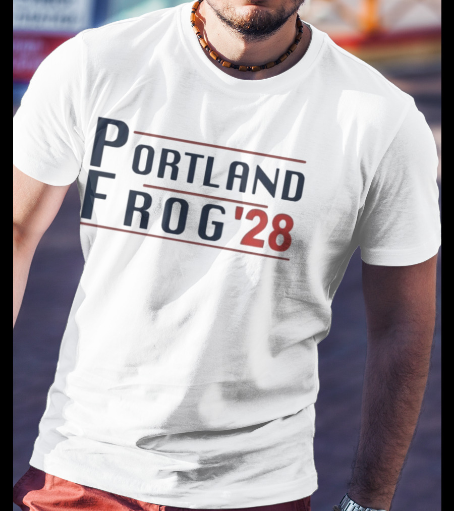 Portland Frog '28 Election Style Bold Campaign Typography T-Shirt