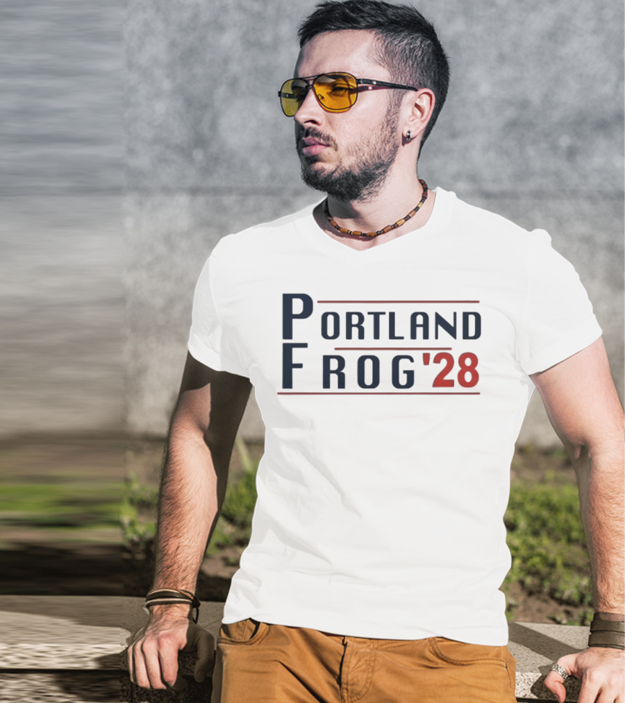 Portland Frog '28 Election Style Bold Campaign Typography T-Shirt