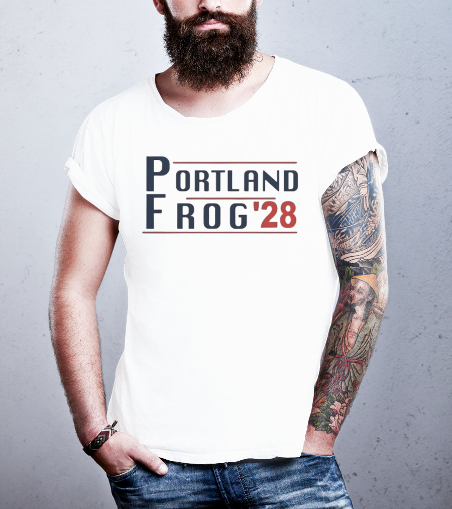 Portland Frog '28 Election Style Bold Campaign Typography T-Shirt