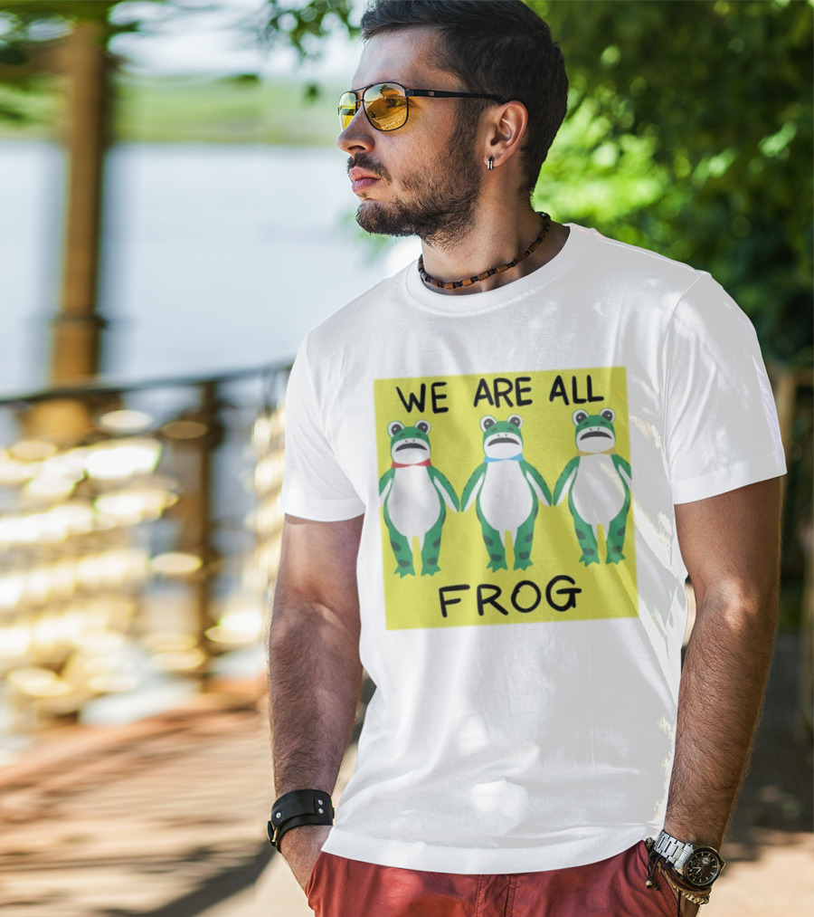 Portland Frog We Are All Frog Trio Colorful Cartoon Style T-Shirt