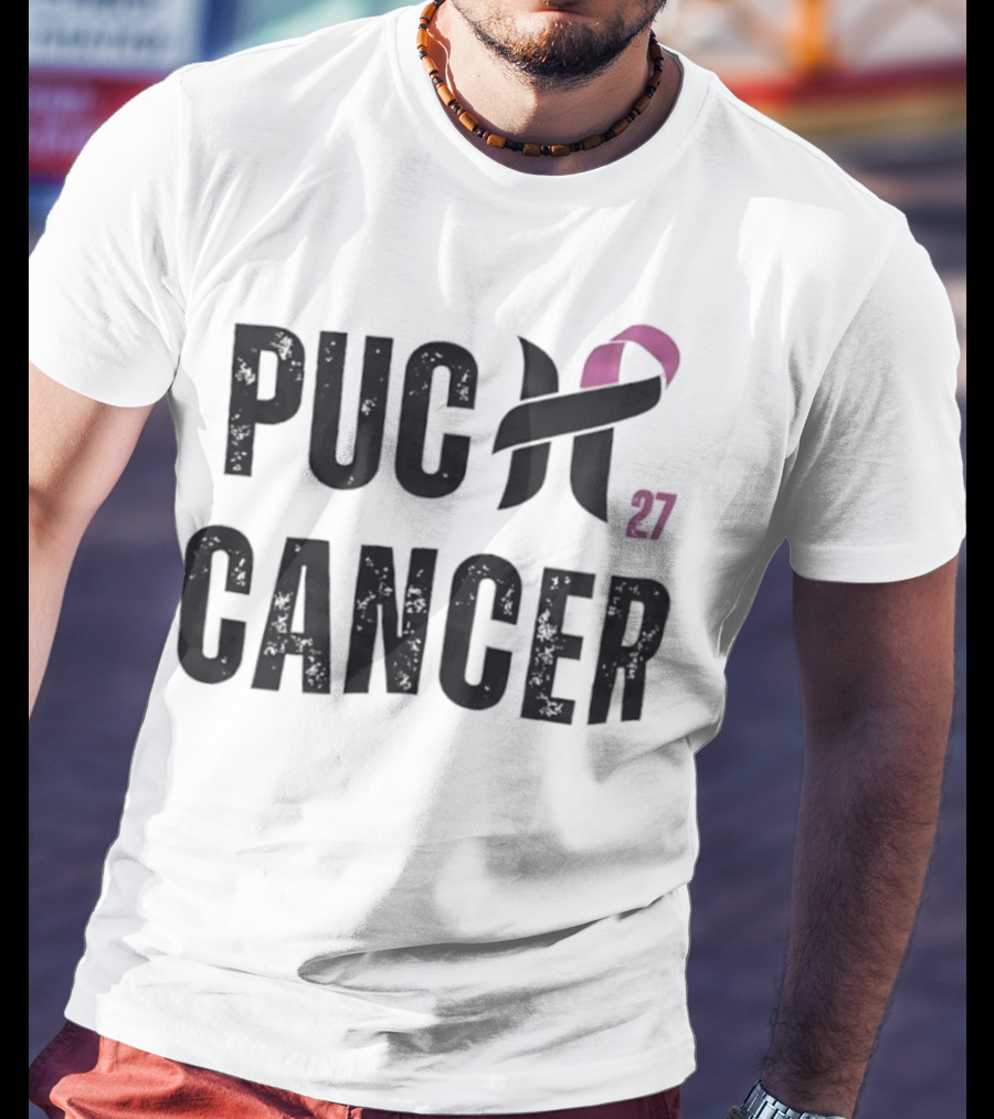 Puck Cancer 27 Hockey Ribbon Awareness T-Shirt