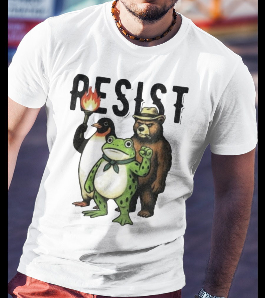 Resist Portland Frog Penguin Bear Abolish Ice T-Shirt
