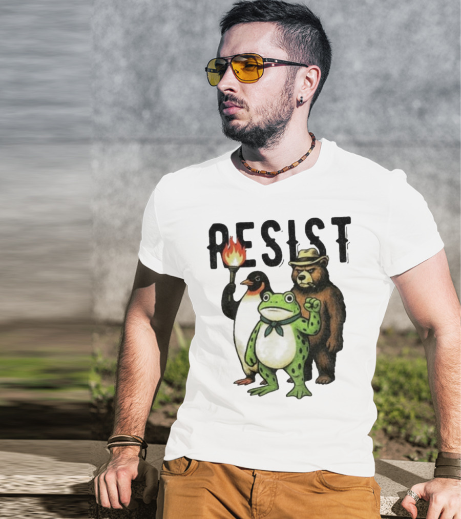 Resist Portland Frog Penguin Bear Abolish Ice T-Shirt