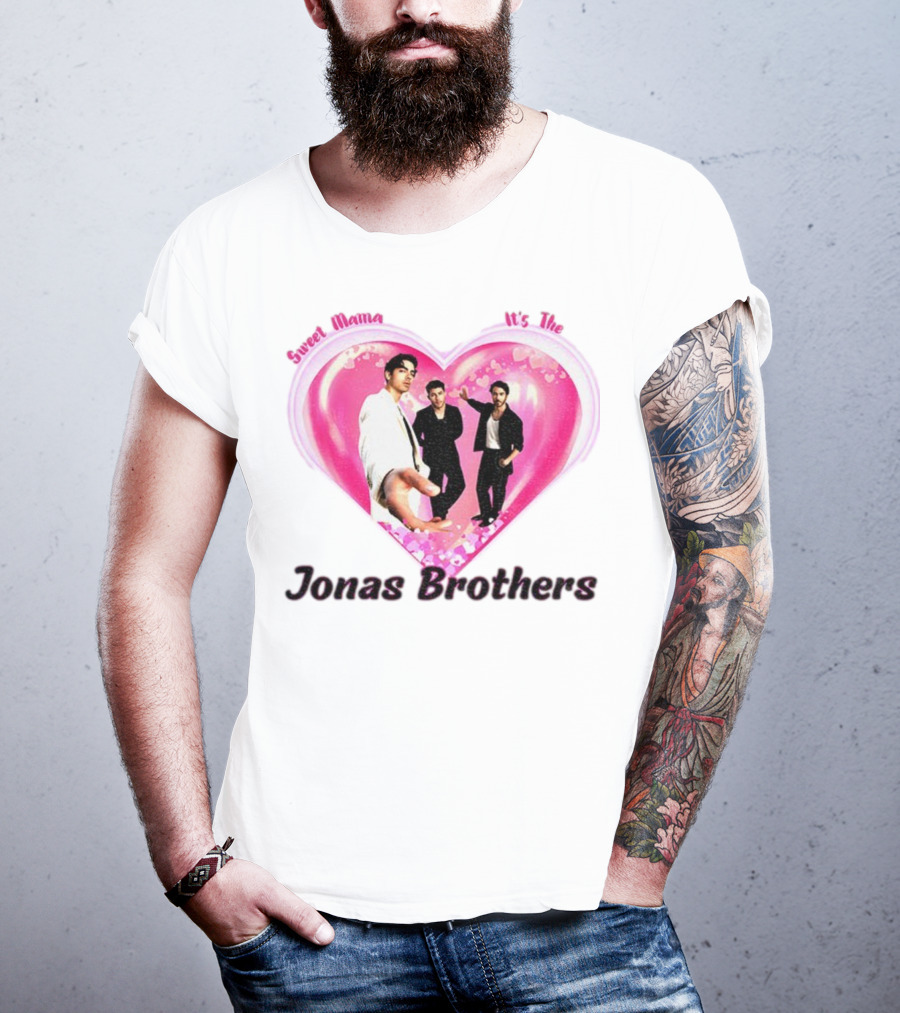 Sweet Mama It's The Jonas Brothers Boyband Vintage Heart Design T-Shirt