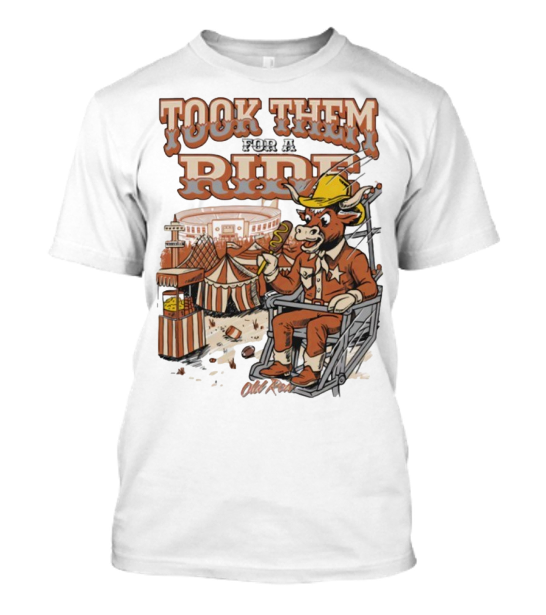 Texas Longhorns Took Them For A Ride Comic Mascot And Carnival Scene T-Shirt