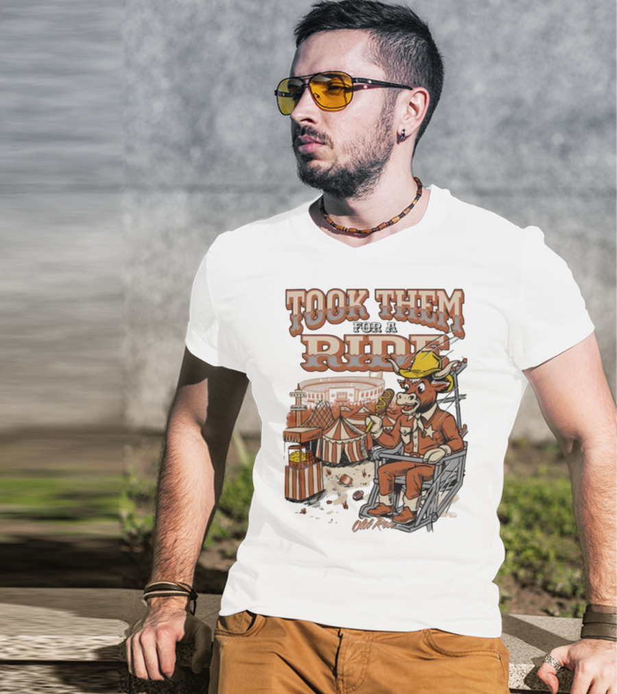 Texas Longhorns Took Them For A Ride Comic Mascot And Carnival Scene T-Shirt
