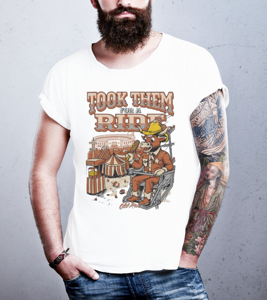 Texas Longhorns Took Them For A Ride Comic Mascot And Carnival Scene T-Shirt