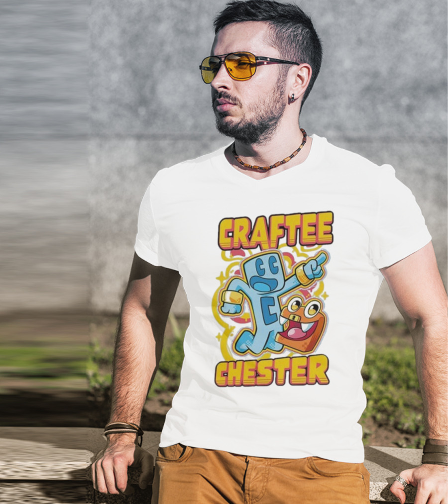 Craftee Chester Cartoon Characters Adventure T-Shirt