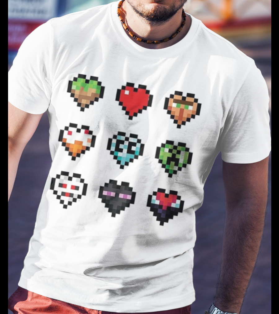 Pixelated Craftee’s Hearts Icons Collection T-Shirt