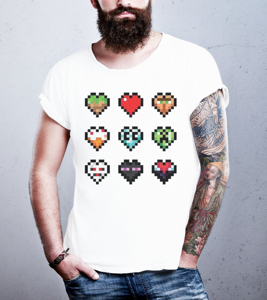 Pixelated Craftee’s Hearts Icons Collection T-Shirt
