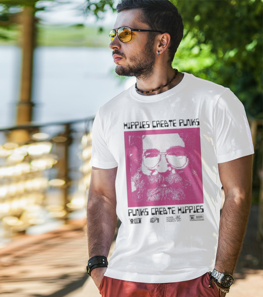 Hippies Create Punks Punks Create Hippies Heads Iconic Beard Glare T-Shirt