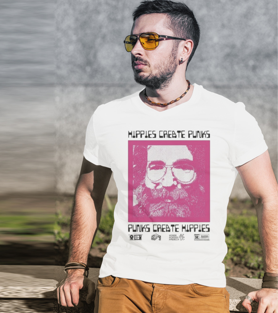 Hippies Create Punks Punks Create Hippies Heads Iconic Beard Glare T-Shirt