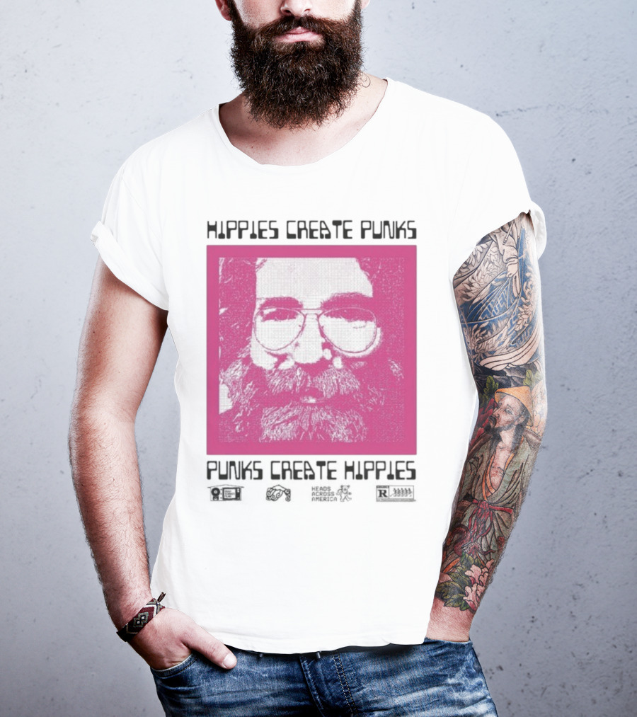 Hippies Create Punks Punks Create Hippies Heads Iconic Beard Glare T-Shirt