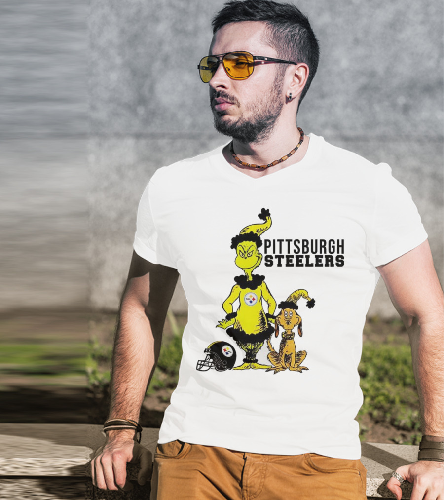 Grinch Max Pittsburgh Steelers Football Christmas Collaboration T-Shirt
