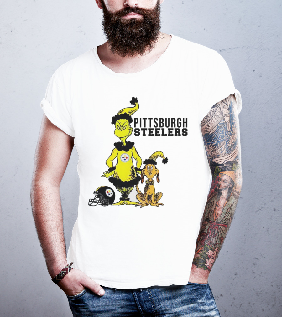 Grinch Max Pittsburgh Steelers Football Christmas Collaboration T-Shirt