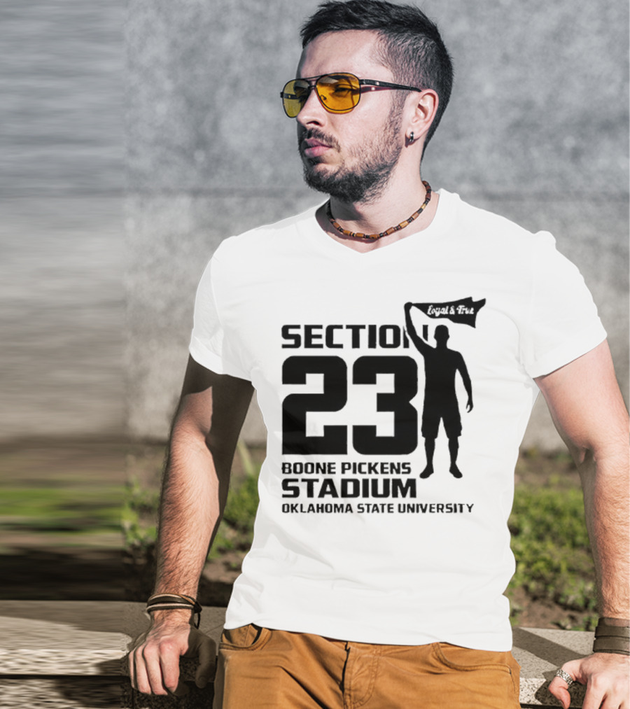 Section 23 Boone Pickens Stadium Oklahoma State University Pistol Pete T-Shirt