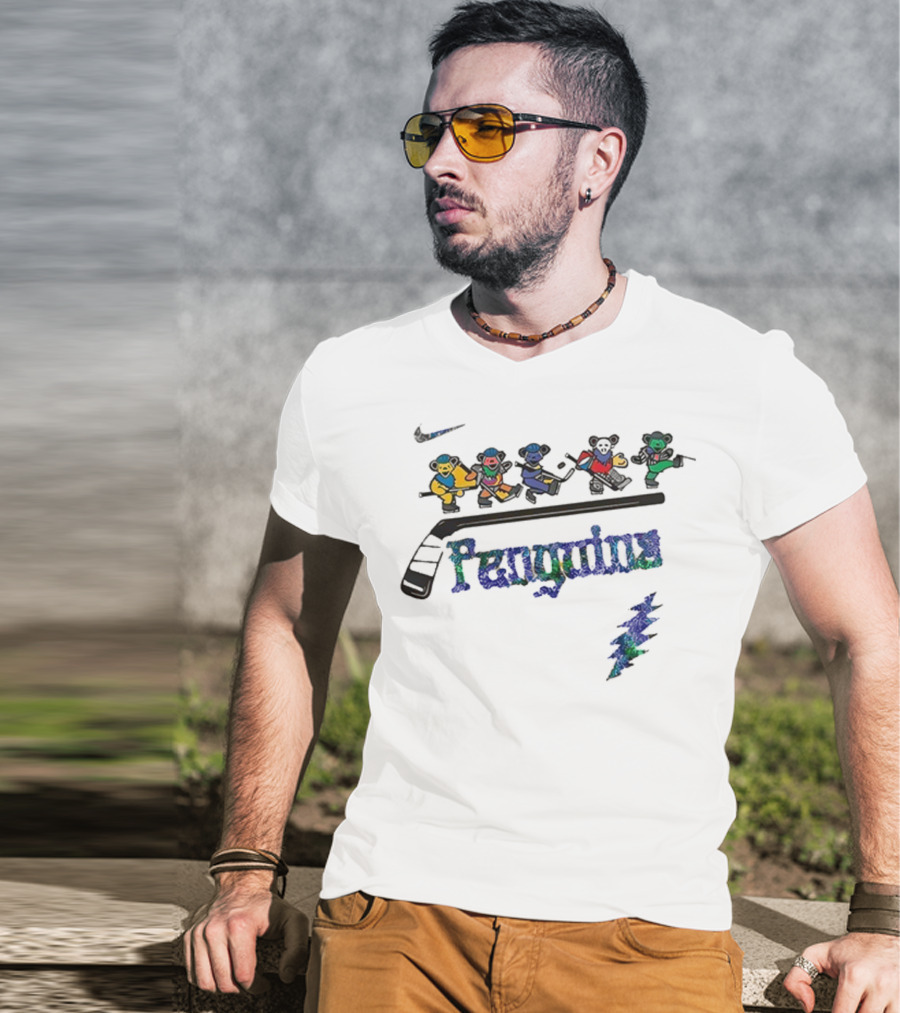 Nike Pittsburgh Penguins Grateful Dead Night 2025 NHL Hockey Bears T-Shirt