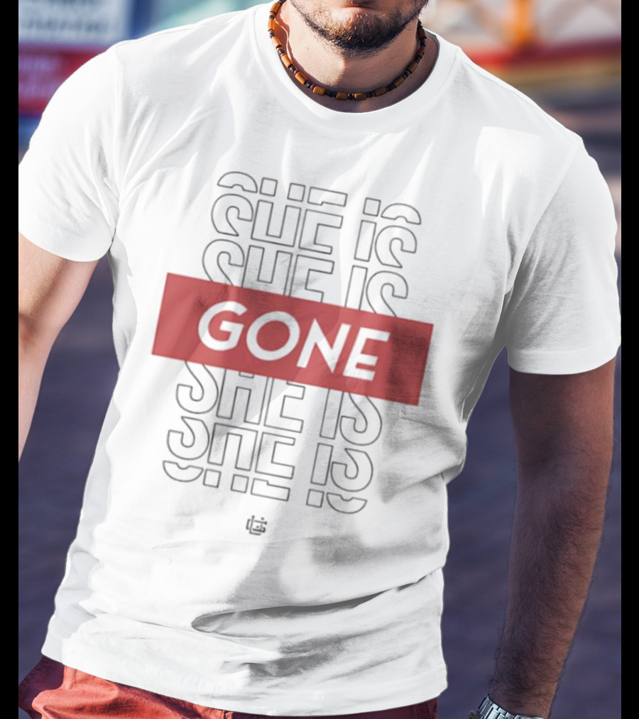 She Is Gone Bold Statement Red Highlight Repeat T-Shirt