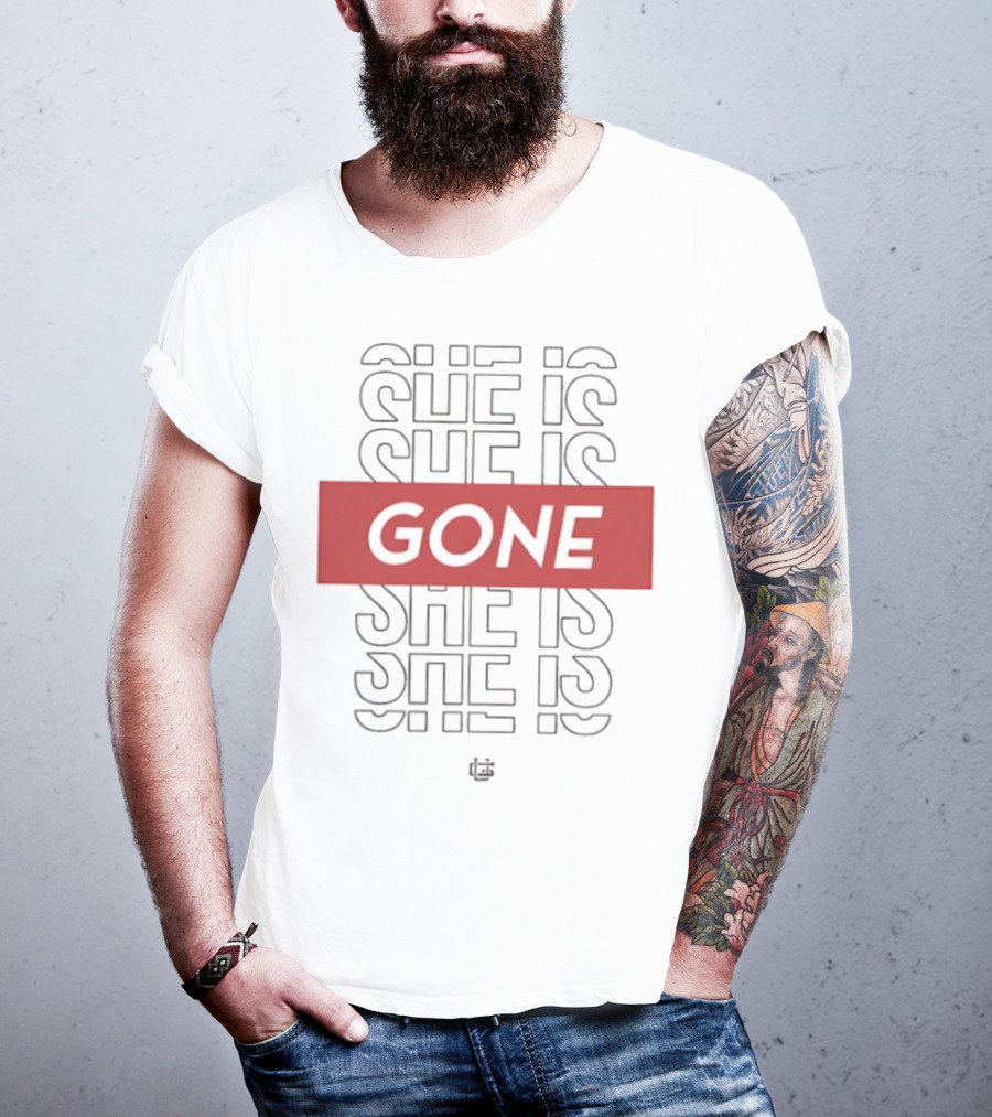She Is Gone Bold Statement Red Highlight Repeat T-Shirt