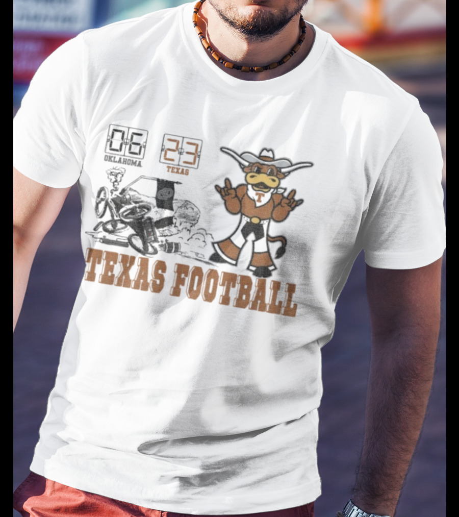 Oklahoma 6 Vs Texas 23 Longhorns Football Mascot Showdown 2025 T-Shirt