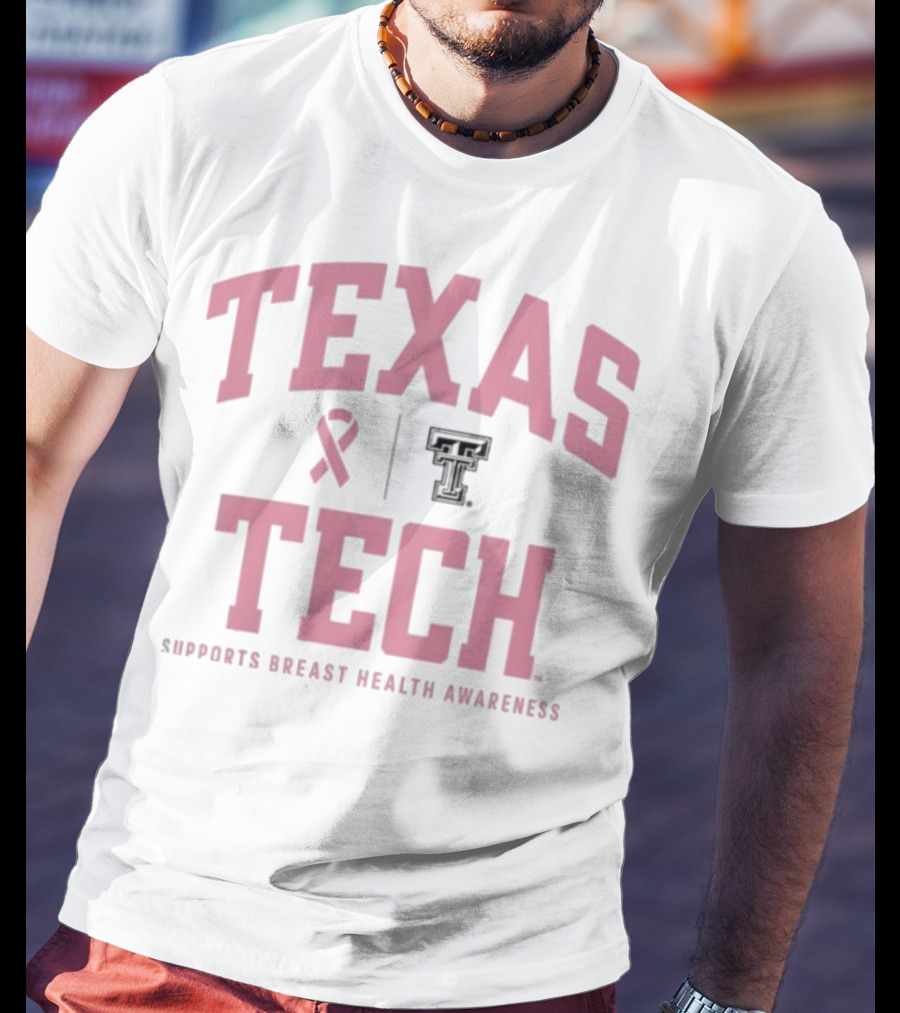 Texas Tech Supports Breast Health Awareness 2025 With Red Raiders Logo T-Shirt