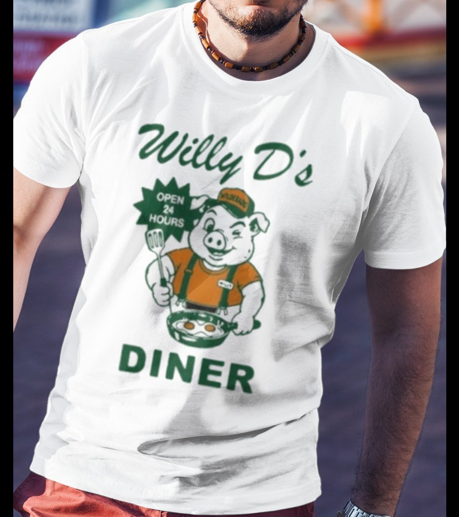 Wilderado Willy D's Diner Open 24 Hours Pig Cooking Eggs T-Shirt