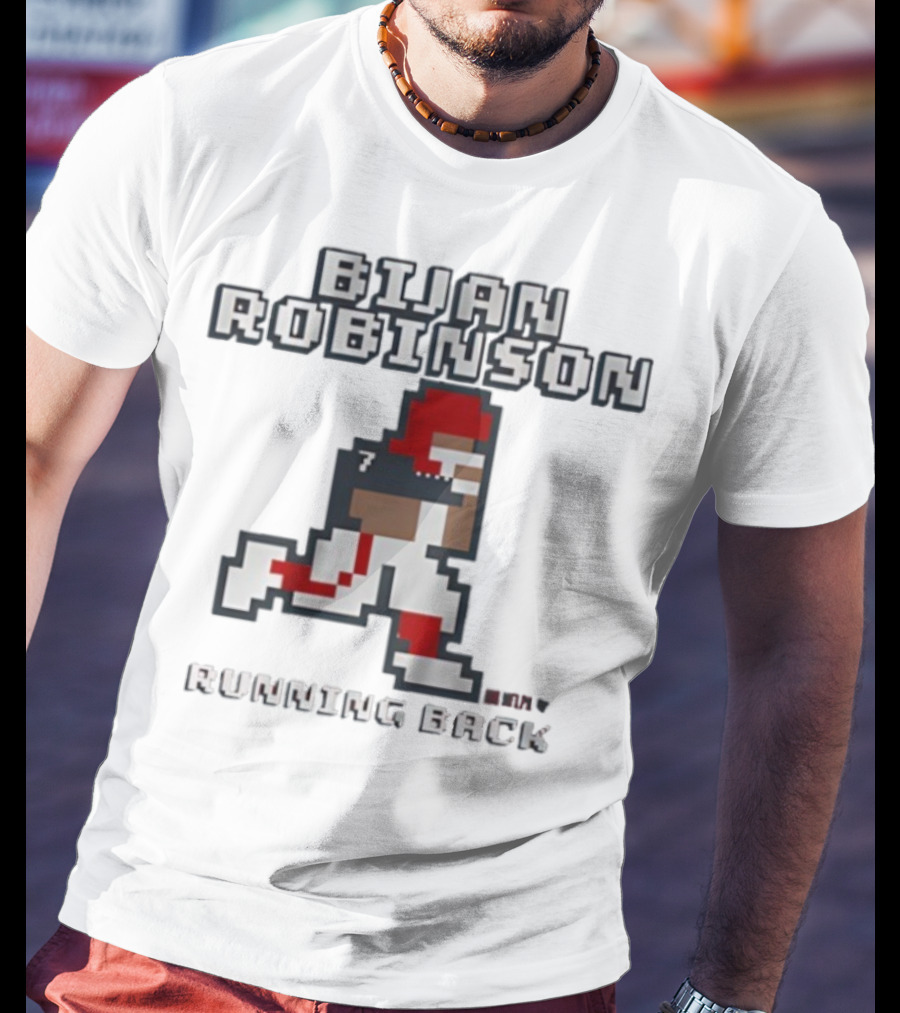 Bijan Robinson Running Back Pixel Art Retro Style T-Shirt