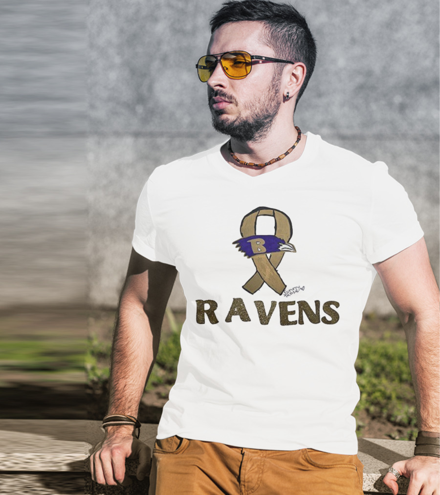 Baltimore Ravens Crucial Catch Breast Cancer Awareness 2025 Ravens Ribbon Logo T-Shirt