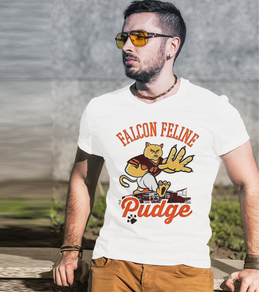 Falcon Feline Pudge 47 Football T-Shirt
