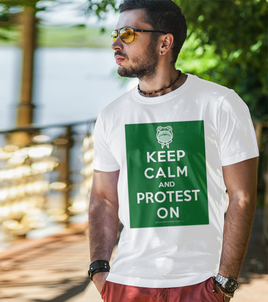 Keep Calm And Protest On With Frog Icon T-Shirt