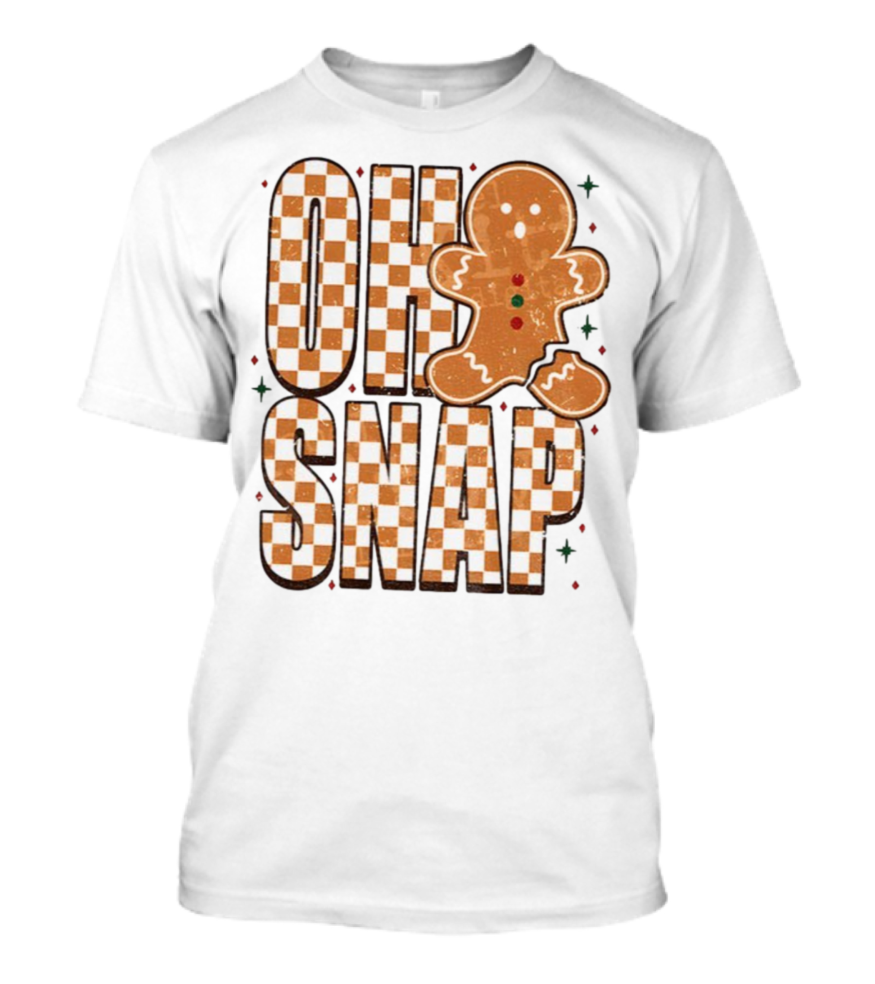Oh Snap Gingerbread Merry Christmas Checkered Pattern T-Shirt