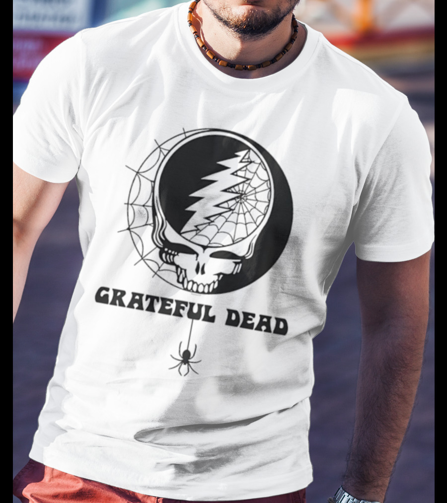 Grateful Dead Steal Your Face Spiderweb Skull Halloween T-Shirt