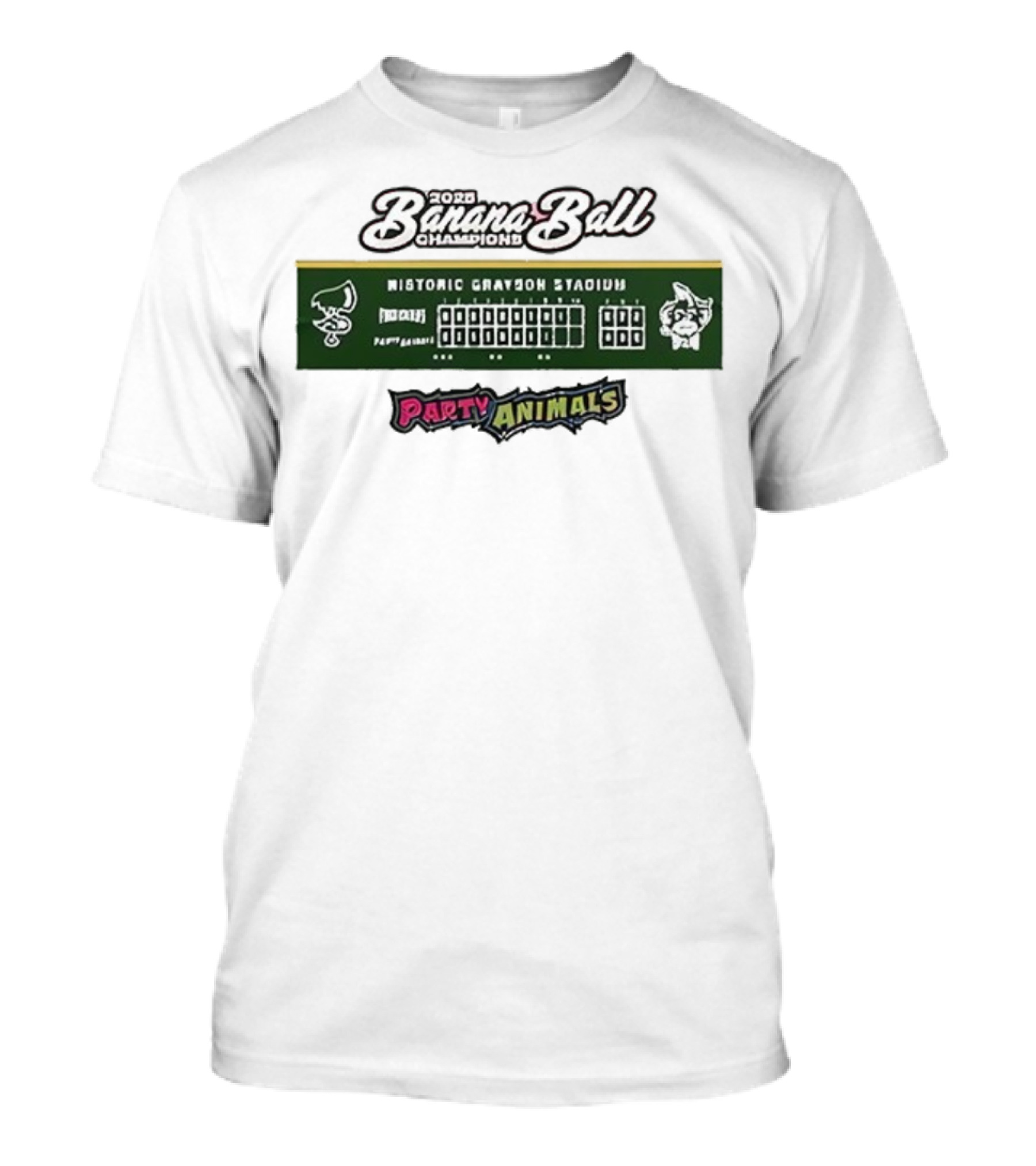 2025 Banana Ball Champions Historic Grayson Stadium Party Animals T-Shirt