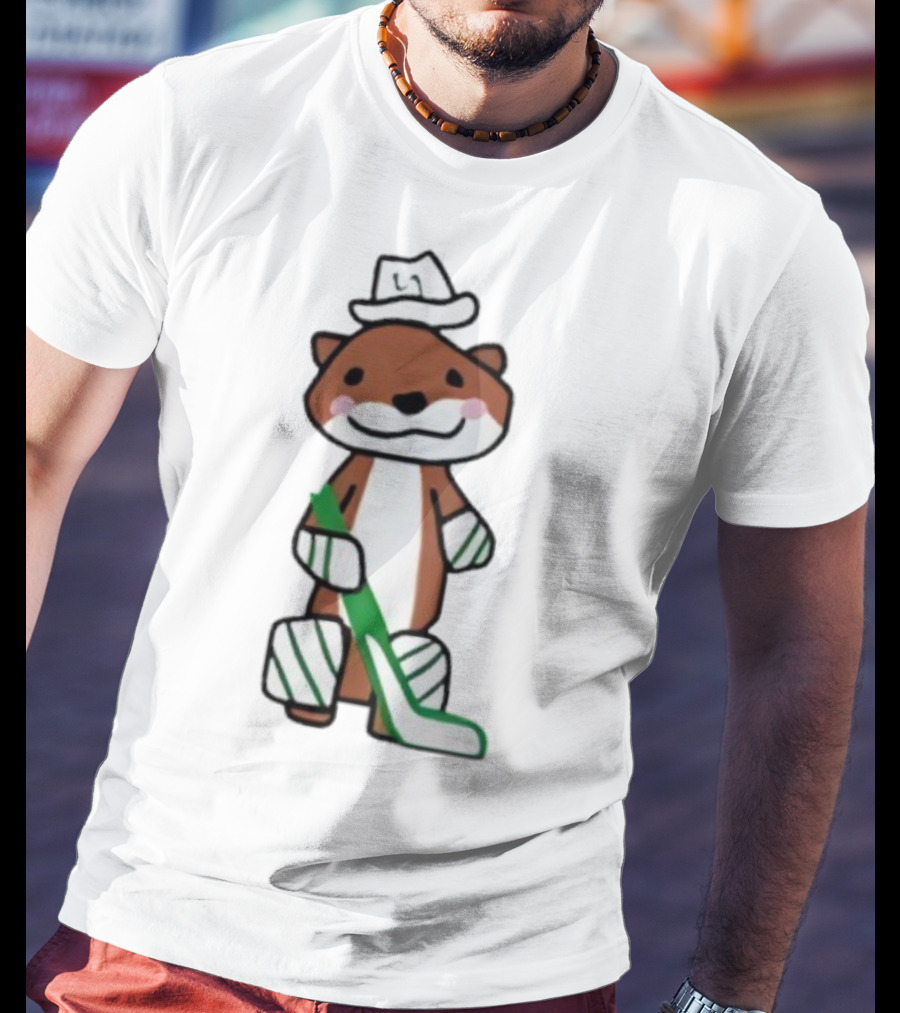 Thomas Harley Otter Hockey Player With Hat And Stick T-Shirt